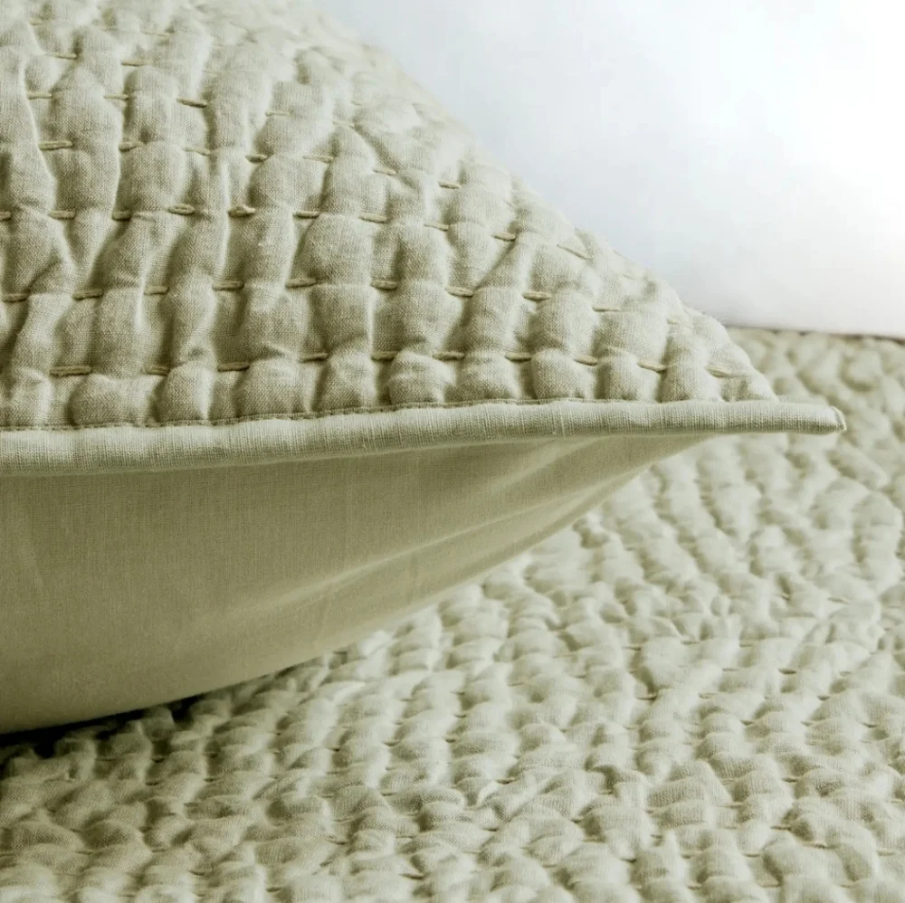 Quince Linen/ Cotton Stitch Willowleaf Sham Set! Sz. King! (S54) - Picture 5 of 10